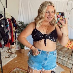 her pony the label beaded solar festival bra top